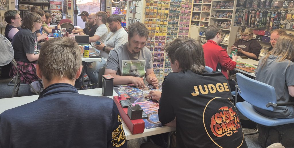 17 Players duelling during the Yu-Gi-Oh OTS Tournament at the Guild of Games on Thu 03/07/2025