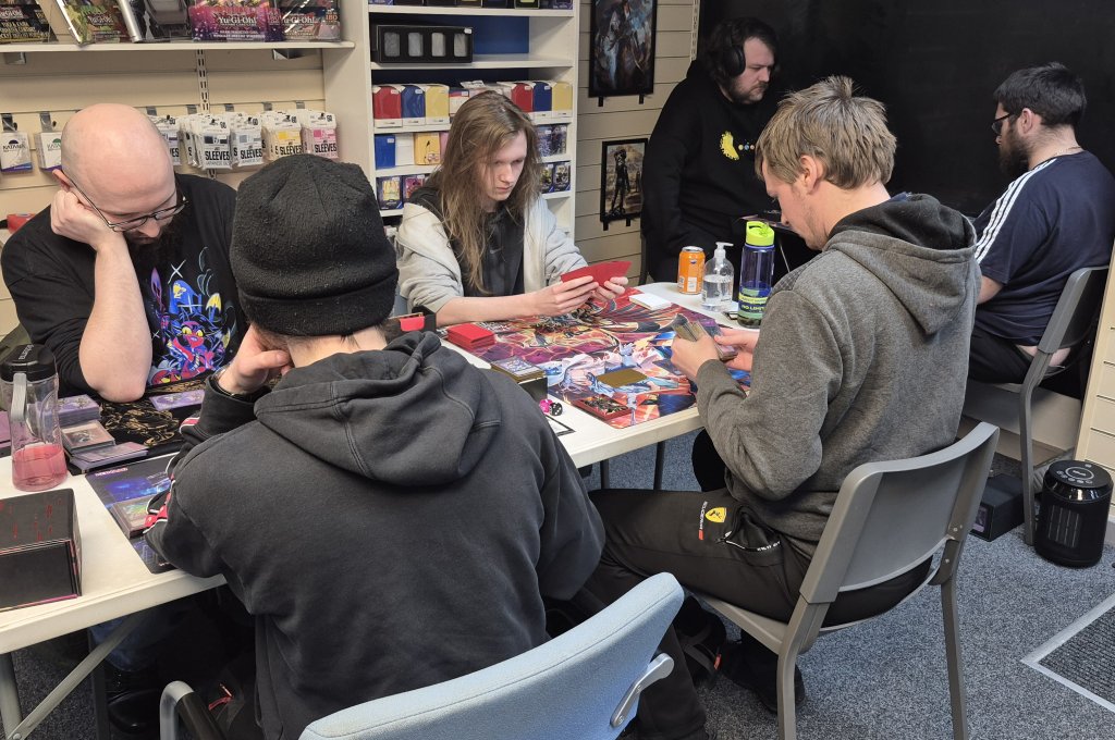 Six players in the Yu-Gi-Oh OTS Tournament at the Guild of Games on Thu 22/01/2026