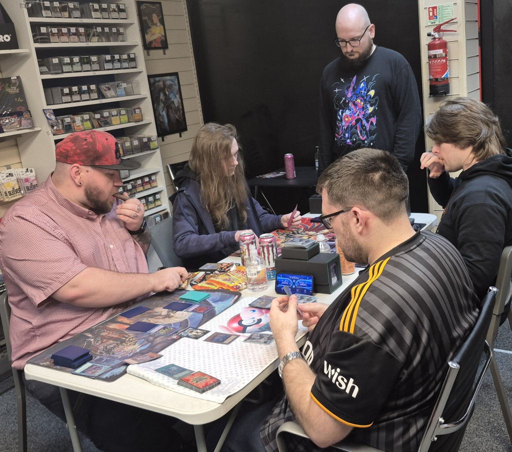 Ellis watching 4 players compete in the Yu-Gi-Oh OTS Tournament on Thu 05/02/2026