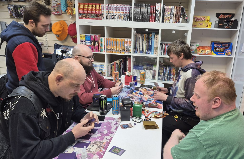 Judge, Harry watching over 4 contestants in the Yu-Gi-Oh OTS Tournament on Thu 05/03/2026
