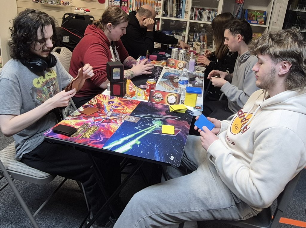 Six of twenty-one players competing in Yu-Gi-Oh OTS Tournament on Thu 19/03/2026