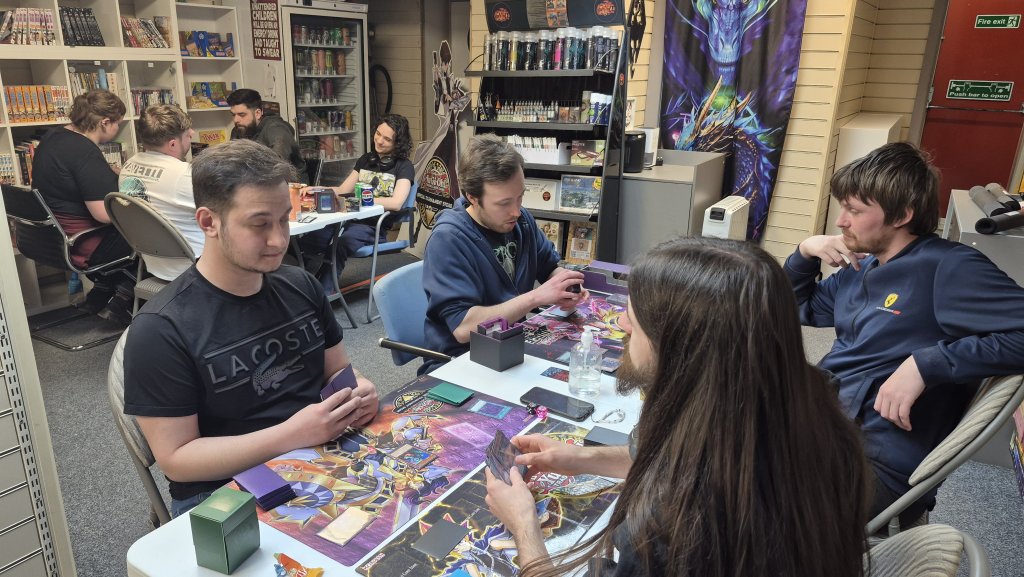 Players duelling in the Yu-Gi-Oh OTS Tournament at Guild of Games on Thu 23/04/2026
