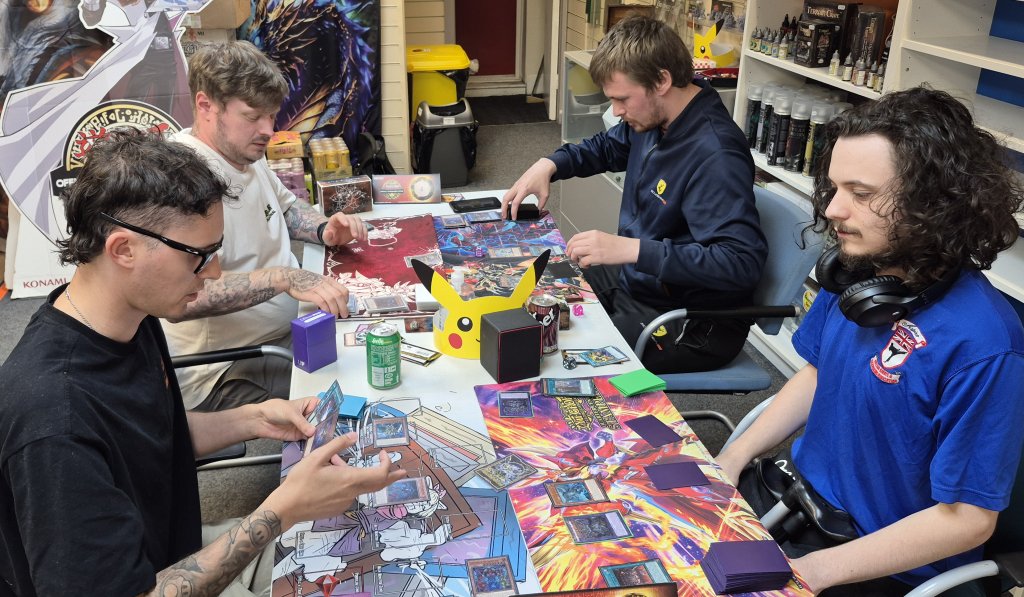 Alix, Kyle, Karl and Aiden in the Yu-Gi-Oh OTS Tournament on 24/09/2026