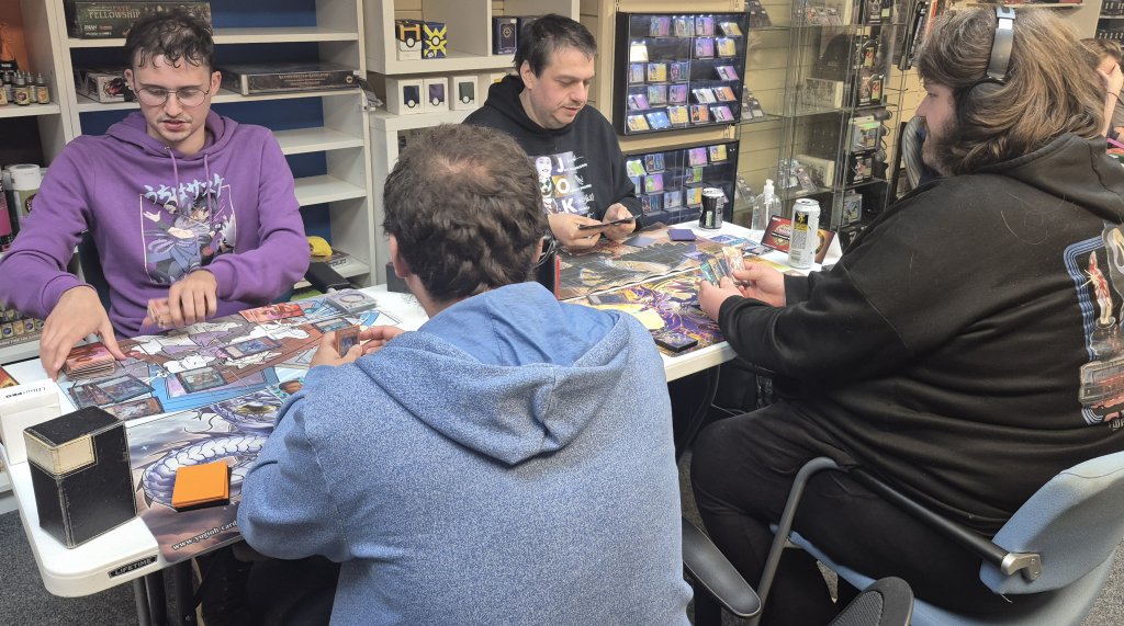 Tom, Alex, Paul and Corey at Yu-Gi-Oh OTS Tournament on Thu 08/10/2026